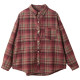 Peacock Feifei's original design Korean style large size cover-up and age-reducing casual and fashionable retro women's plaid shirt jacket