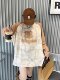 Spring and Autumn large version long-sleeved T-shirt for women Korean style raglan sleeves tie-dye all-over printed round neck top loose casual bottoming shirt trendy T