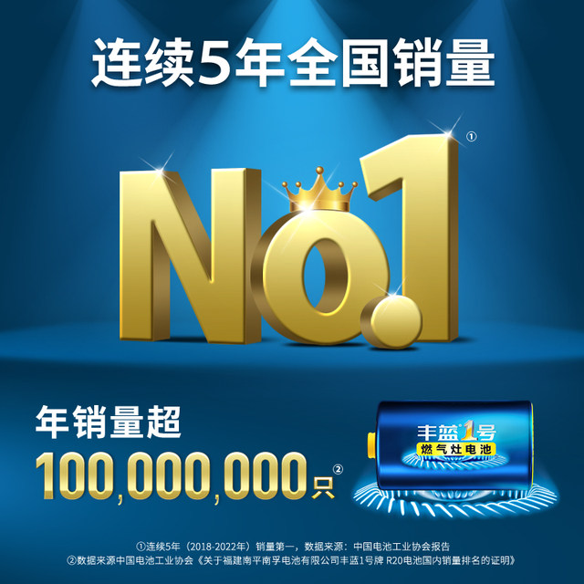 Nanfu Fenglan No. 1 gas stove battery 2-pack No. 1 large battery R20 carbon gas stove water heater special