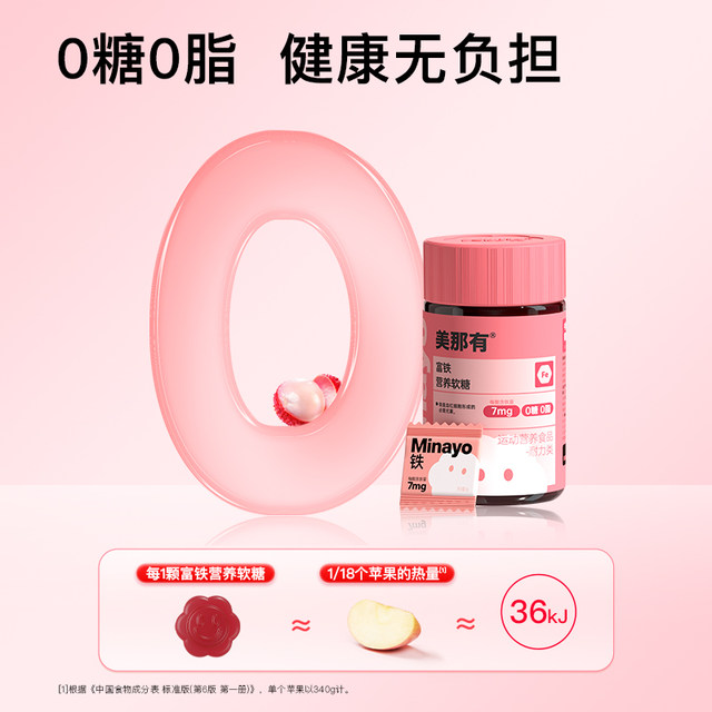 Minayo Iron-rich Gummies Vitality Iron Women's Qi and Blood Iron Supplement Iron-Containing Gummies for Pregnant Women During Pregnancy with Organic Iron Elements