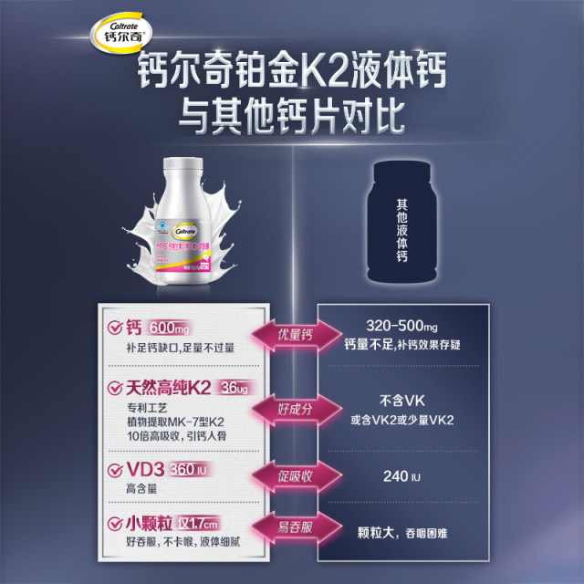 Calcierqi Platinum Liquid Calcium Female Calcium Supplement Soft Capsules Pregnant Women Preparing for Pregnancy Adults Middle-aged and Elderly Vitamin Vitamin D Calcium