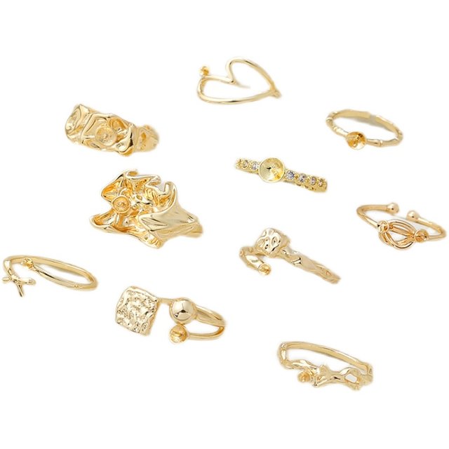 ins niche versatile insertable pearl gold-plated platinum ring diy homemade daily ring ring ring holder