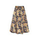 Jophond Lou retro printed pleated skirt 2021 new high-waisted A-line skirt spring and autumn slimming mid-length