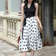 JUJU Custom French Retro All-match Skirt Large Polka Dot Satin Chiffon Mid-length Elastic Waist Big Skirt