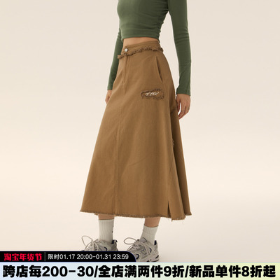 taobao agent Genuine design retro long autumn pleated skirt, American style, mid-length