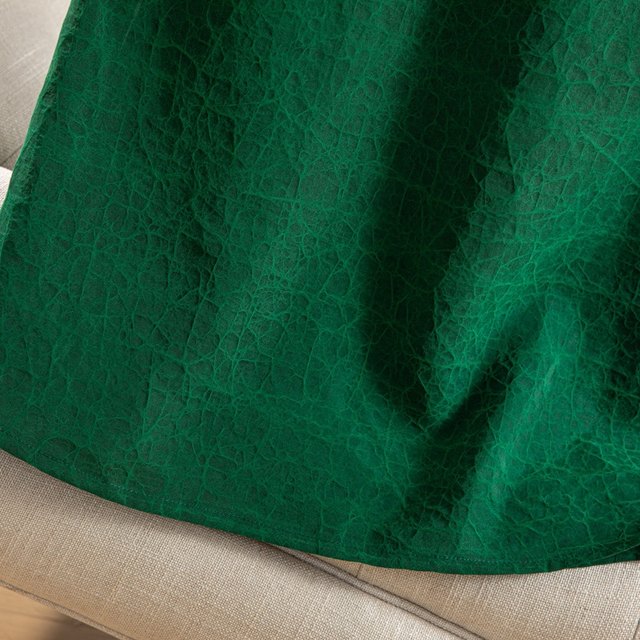 Rare limited silk green crack fragrant cloud yarn retro literary elastic waist straight slit one-step skirt

