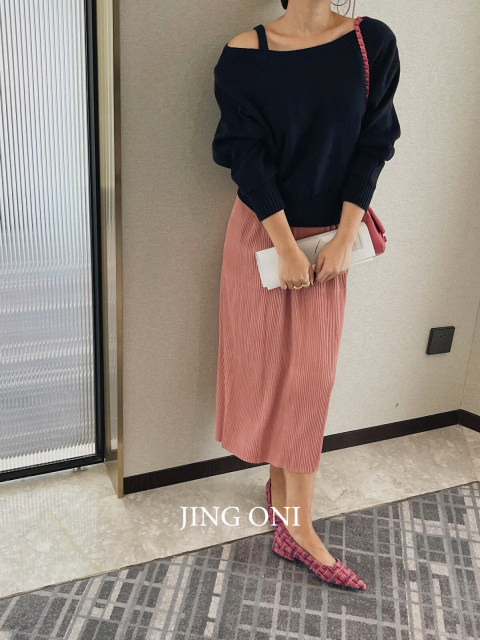 High waist draped pleated skirt for women mid-length 2025 new straight pencil slimming Korean version versatile color A-line
