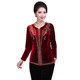 High-end beaded fashion middle-aged and elderly women's thin jacket zipper cardigan large size temperament mother's gold velvet top