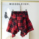 New summer original plaid irregular short skirt sports strap elastic A-line fake two-piece skirt
