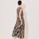 Aosi Du V-neck Sleeveless Dress for Women in Spring Fashion Design Medium-length Inner Trim Tie Dye Printed Skirt
