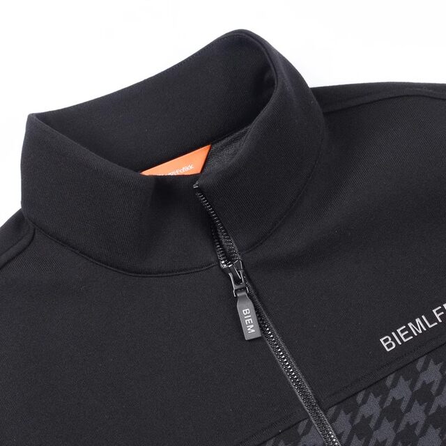 BIEM.L.FDLKK/Biyinlefen soft and crisp houndstooth checked stand collar warm wool shirt in autumn and winter