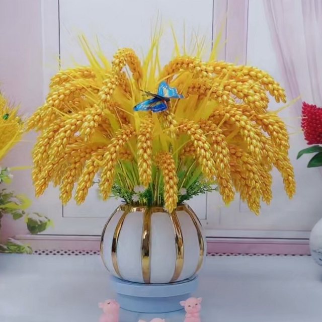 Earlier and wheat ears of the rice grain material bag handmade ornamental beam decoration DIY beaded woven bouquet

