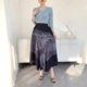 Women's summer 2025 new printed pleated large hem skirt irregular skirt comfortable casual loose large size
