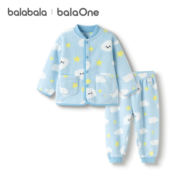 
Balabala children's home clothing set for boys and girls 2025 winter new half-length velvet