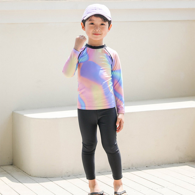 Children's swimsuits, men's split quick-drying casual surfing suits, baby boy 3 long sleeves, long trousers, sun protection swimsuit suits, 6 years old