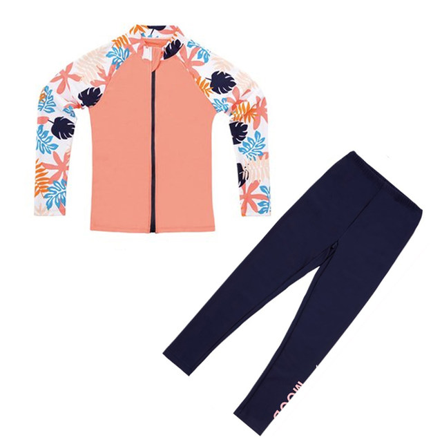 Children's split swimsuit medium-large children's quick-drying long-sleeved surfing suit summer trousers sunscreen cardigan orange casual swimsuit