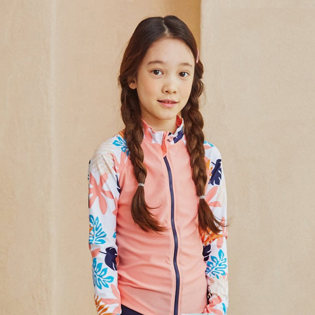 Children's split swimsuit medium-large children's quick-drying long-sleeved surfing suit summer trousers sunscreen cardigan orange casual swimsuit