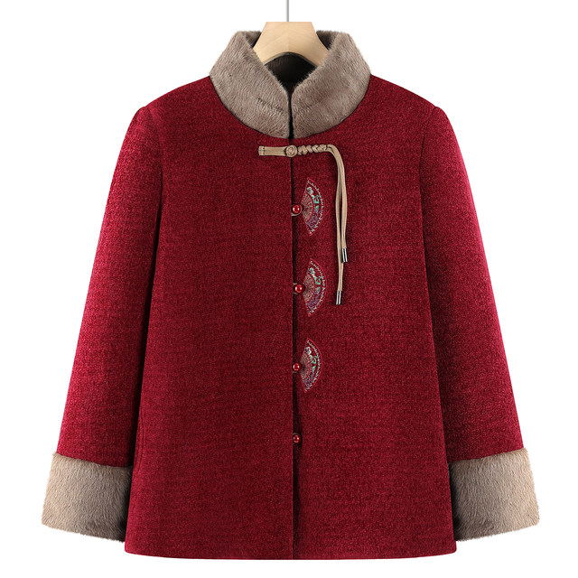 Grandma's winter cotton-padded coat, elderly mother's winter thickened Chinese style cotton-padded coat, 60 years old, 70 years old, old lady's cotton-padded jacket, 80