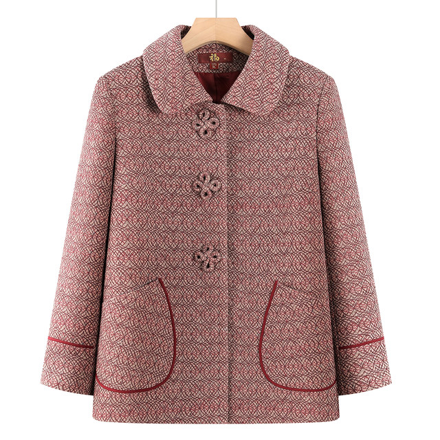 Mom autumn lapel coat middle-aged and elderly women's clothes old lady clothes 60 years old 70 grandma spring and autumn casual top