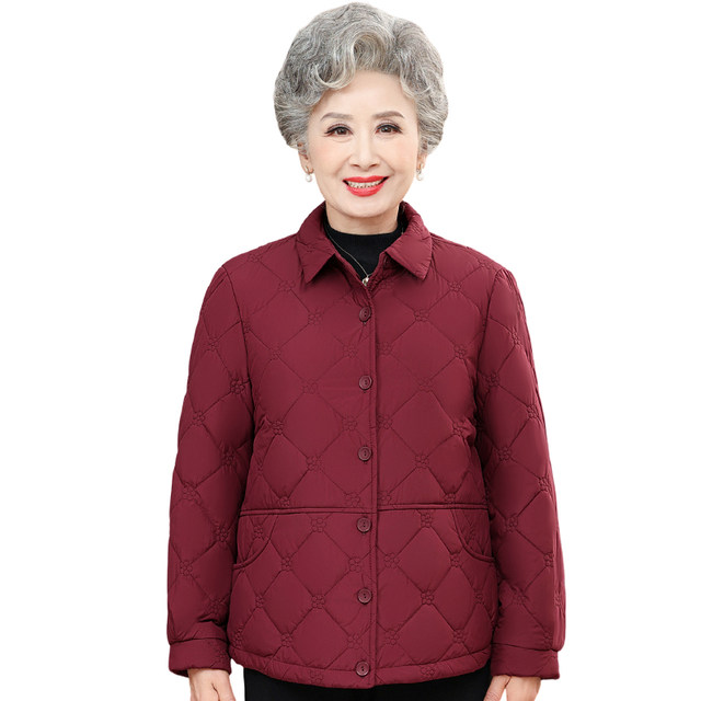 Middle-aged and elderly women's clothing, mother's clothing, small cotton-padded jackets, autumn and winter light and short, old ladies' down cotton-padded coats, grandma's cotton-padded clothes