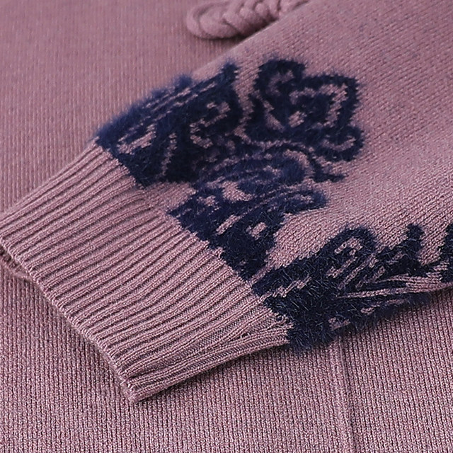 Elderly autumn and winter sweater female grandmother wear 60-year-old mother plus velvet thickened warm sweater fashionable elderly clothes