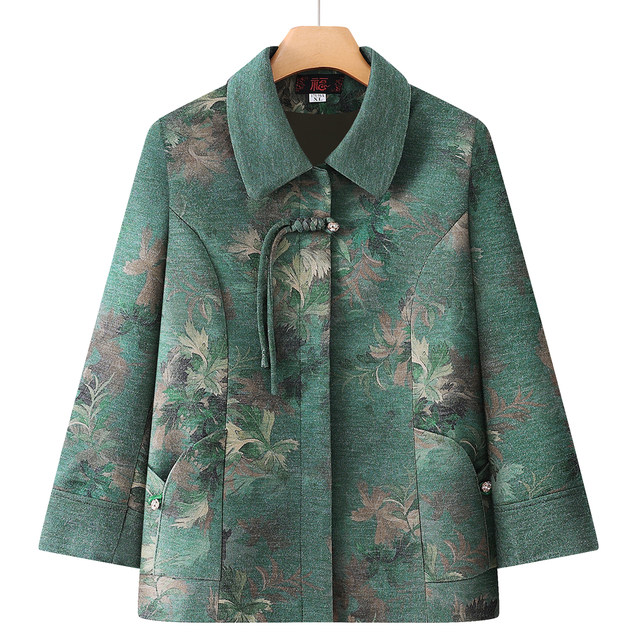 Grandma's autumn style coat, middle-aged and elderly women's long-sleeved 60-year-old mother's spring and autumn top, old lady's clothes for the elderly