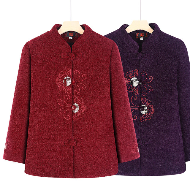 Elderly women's winter coats, grandma's Tang suit, mother's velvet tops, elderly ladies' imitation mink velvet thickened clothes