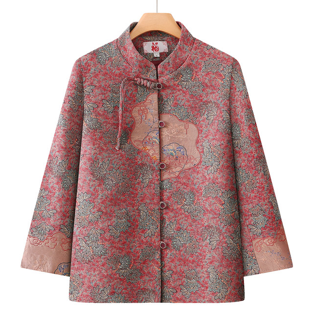 Grandma's autumn coat, middle-aged and elderly women in their 70s and 80s, old lady's clothes, mother's national style autumn and winter velvet tops