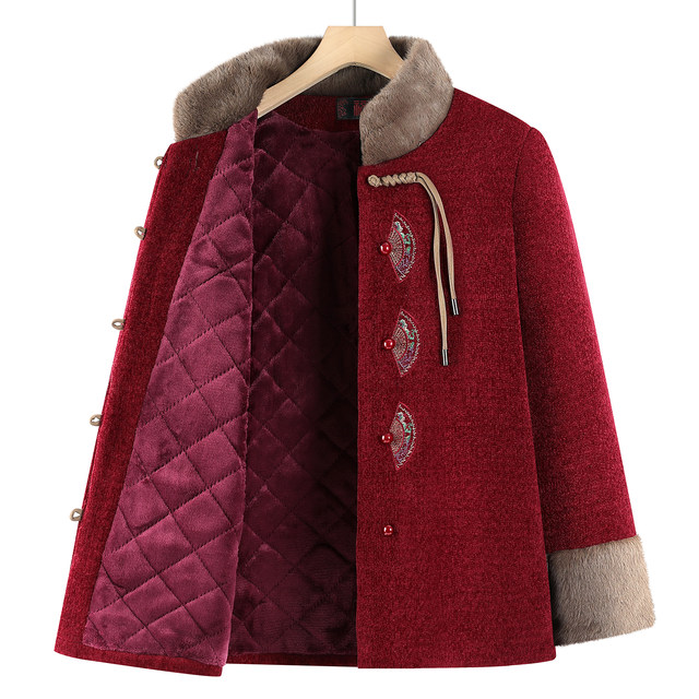 Grandma's winter cotton-padded coat, elderly mother's winter thickened Chinese style cotton-padded coat, 60 years old, 70 years old, old lady's cotton-padded jacket, 80