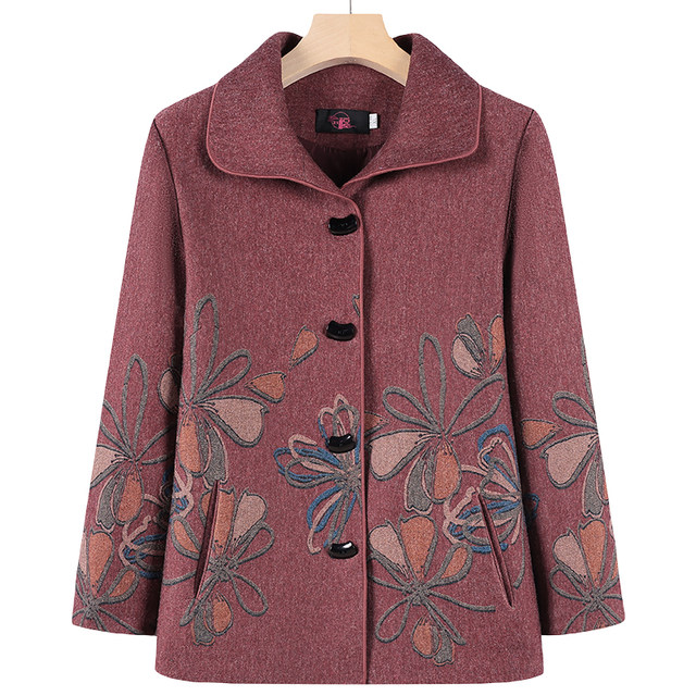 Grandma's Spring and Autumn Coat Old Lady's Winter Clothes Plush Clothes Middle-aged and Elderly Mothers 607080 Years Old Warm Woolen Clothes