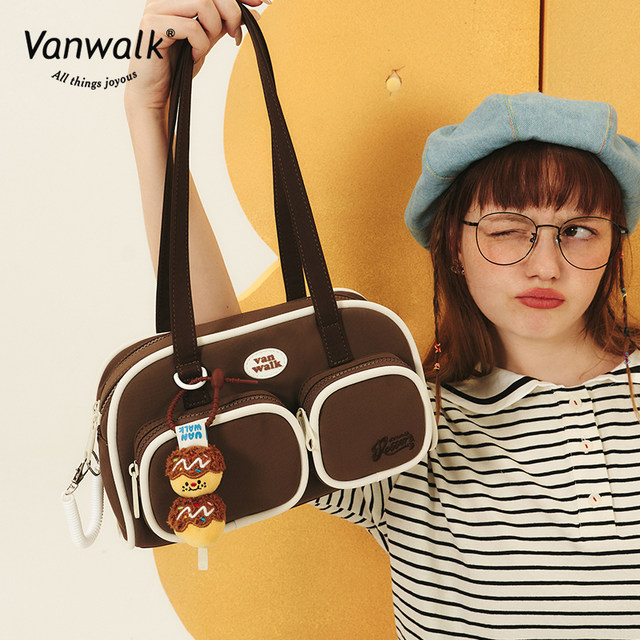 Vanwalk Xiawa Tea Japanese Sweetheart Girl Shoulder Axillary Bags Cute Food Pendant Tot Bag Large Capacity