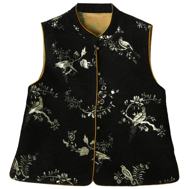 Chinese style retro embroidered vest 2025 spring and autumn new sleeveless Chinese vest jacket folded vest mother top