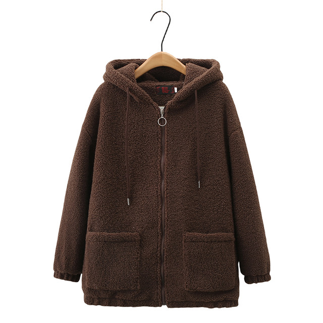 Thick velvet woolen coat for women in autumn and winter new style for middle-aged and elderly fat mothers, lamb velvet coat, granular velvet cotton coat