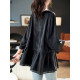 Baoshili round neck seven-quarter sleeve jacquard spliced ​​chiffon shirt 2025 spring temperament button casual fashionable shirt women