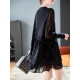 Baoshili Yuanling fake two-piece knitted spliced ​​jacquard dress 2025 spring new long-sleeved slim midi skirt