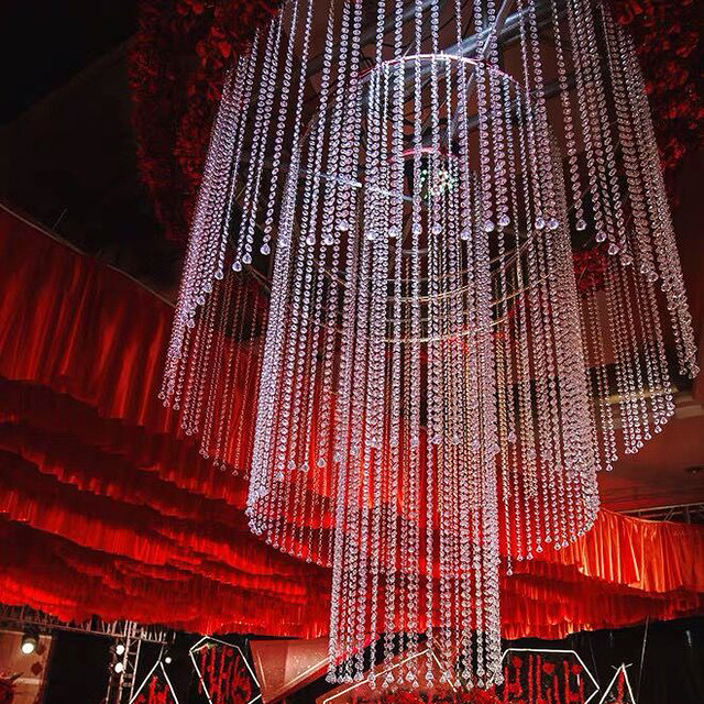 Transparent glass crystal octagonal beads hotel decoration wedding props guide curtain bead curtain lighting accessories