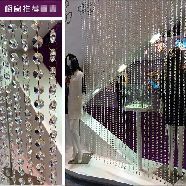 Transparent glass crystal octagonal beads hotel decoration wedding props guide curtain bead curtain lighting accessories