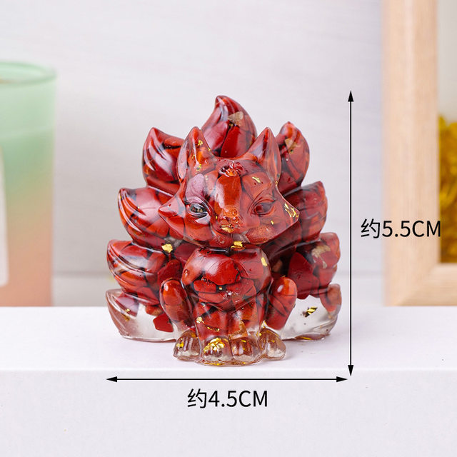 Natural crystal gravel glue nine-tailed fox resin creative crafts home office desk decoration ornaments