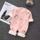 Super cute newborn baby plus velvet one-piece autumn and winter boneless warm long-sleeved parent-child family outfit