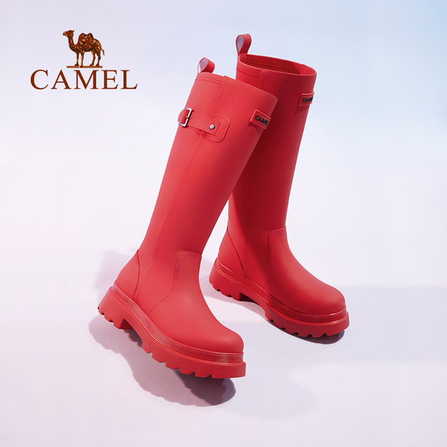 Camel sneakers women's rain boots pink high-value red rain boots outdoor shoes waterproof non-slip boots women