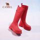 Camel sneakers women's rain boots pink high-value red rain boots outdoor shoes waterproof non-slip boots women