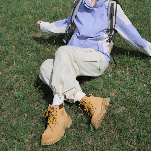 Camel Martin boots women's shoes 2025 autumn new short boots British style thick sole hot outdoor work yellow boots