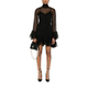 Women's silk long sleeves micro perspective micro perspective ruffled flared sleeve pleated high-end dress spring and summer new products