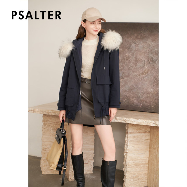 Psalm Selected Rabbit Fur Collar Hooded Parka Fur Removable Rabbit Fur Body Jacket Fur Winter Style
