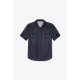 PSALTER Psalm 100% Mulberry Silk Dark Pattern Jacquard Stripes Retro Denim Shirt Summer
