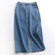 I743 solid color high waist slim pocket Korean hip-pack skirt summer new versatile denim skirt women's skirt skirt long skirt
