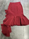 Wine red black ruffled asymmetric skirt bag hip fishtail tail slim skirt front side high open sexy
