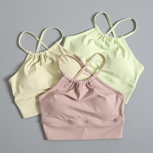 Yoga clothing camisole-style sports bra with chest pads summer shock-proof women's fitness Pilates professional back-beautiful underwear