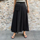 2025 spring and summer new high-waisted A-line skirt large size women's slim and versatile pocket workwear mid-length skirt