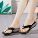 2025 summer Korean new slippers for women's fashionable mother's mid-heel soft-soled flip-flops versatile outside beach shoes
